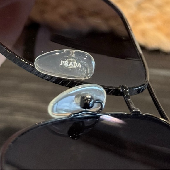 Prada PR A54S Aviator Sunglasses – Matte Black / Polarized Grey (60-14-150) - Picture 9 of 16
